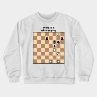 Chess puzzle sticker and magnet. Mate in 3. White to play. Crewneck Sweatshirt